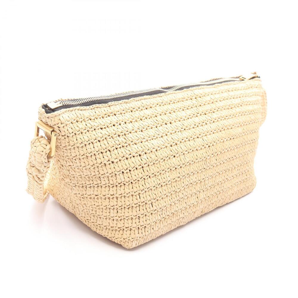 Saint Laurent Paris Le Raffia Shoulder Bag Beige